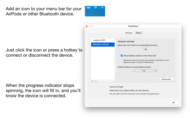 ToothFairy 2.8.7 for Mac：简化蓝牙设备管理的便捷工具