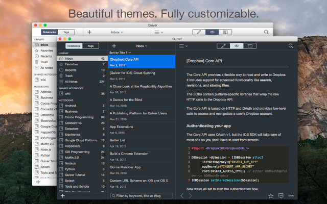 Quiver 3.3 for Mac 专为程序员打造的混合文本代码Markdown与LaTeX笔记本应用