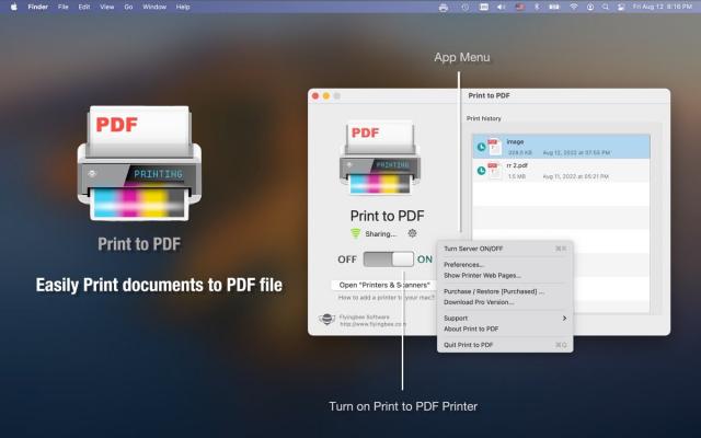 Print to PDF 6.7.5 for Mac 一款将Mac变成无线虚拟打印机直接输出PDF的实用工具