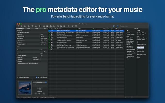 Metadatics 1.7.3 for Mac 强大易用的macOS音频元数据批量编辑工具