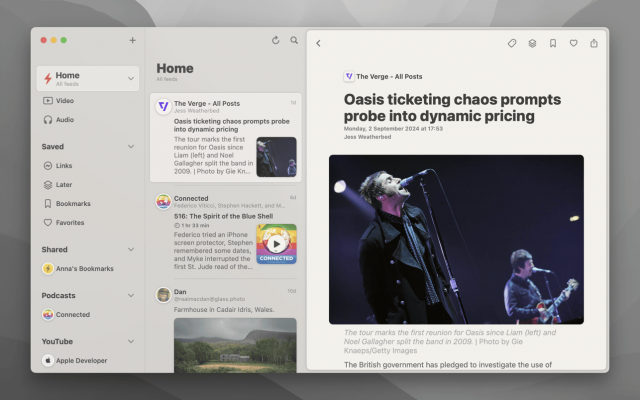 Reeder 2026.6 for Mac:把订阅收进同一条时间线里读、看、听