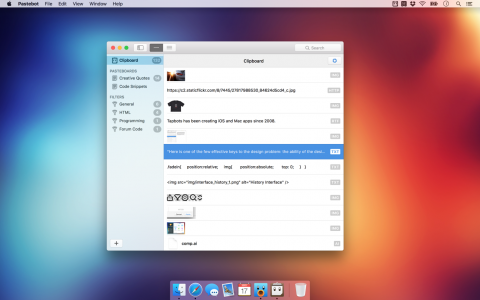 Pastebot 3.1.1 for Mac:把复制过的内容留下来,需要时再贴回去